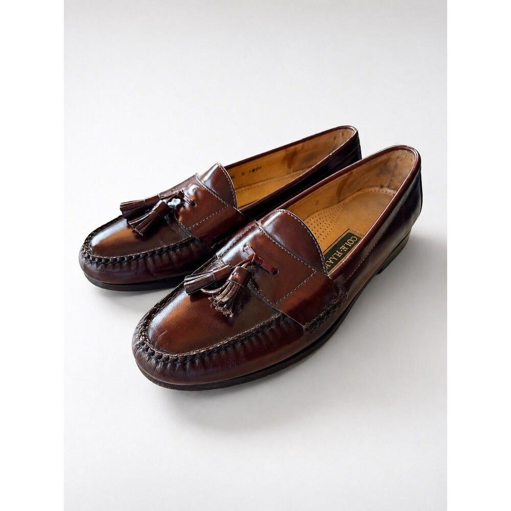 Cole Haan Men’s 10.5D Mahogany Leather Pinch Tassel Loafers Classic‎ Dress Shoes